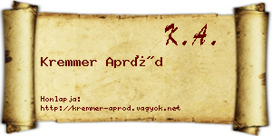 Kremmer Apród névjegykártya